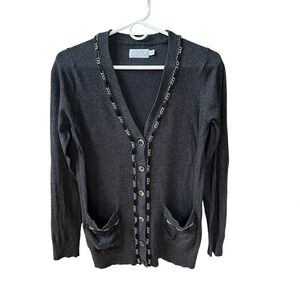 Jodi Arnold For The Limited Career Gray Cardigan Size Small Metal Chain Satin